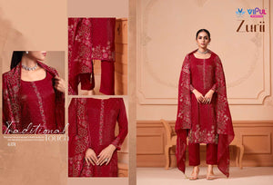 Vipul Fashion Zurri Martin Gold Designer Unstitched Dress Material