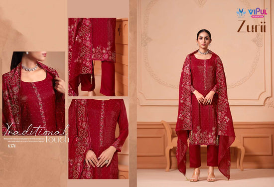 Vipul Fashion Zurri Martin Gold Designer Unstitched Dress Material