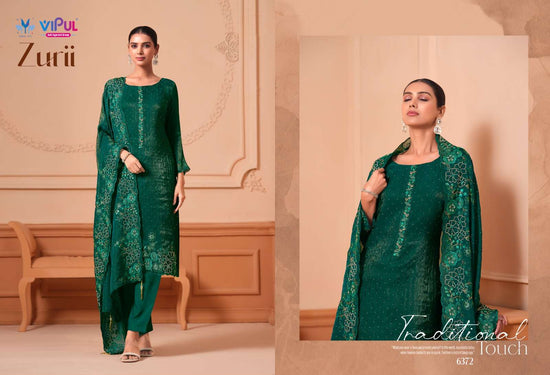 Vipul Fashion Zurri Martin Gold Designer Unstitched Dress Material