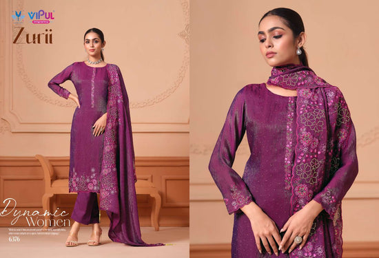 Vipul Fashion Zurri Martin Gold Designer Unstitched Dress Material