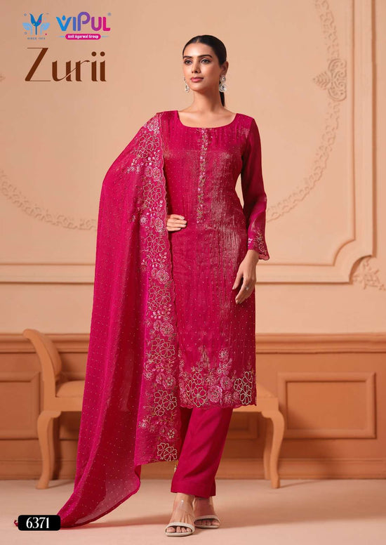 Vipul Fashion Zurri Martin Gold Designer Unstitched Dress Material