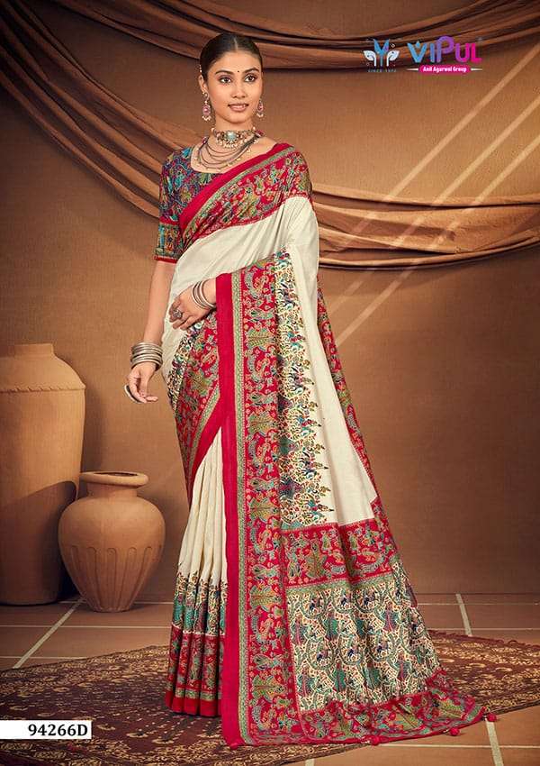 Vipul Fashion Ivory Silk 94266 Colors Party Wear Silk Saree Collection