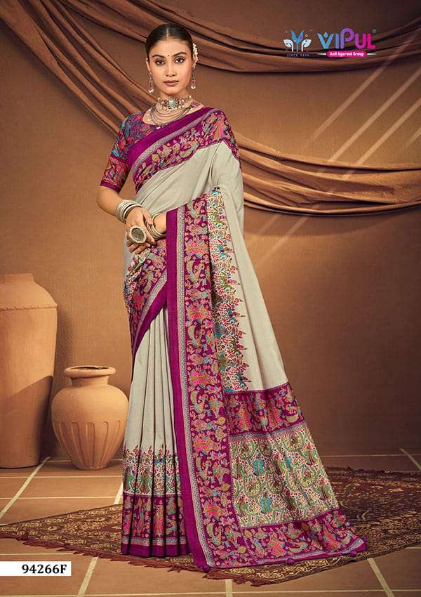 Vipul Fashion Ivory Silk 94266 Colors Party Wear Silk Saree Collection