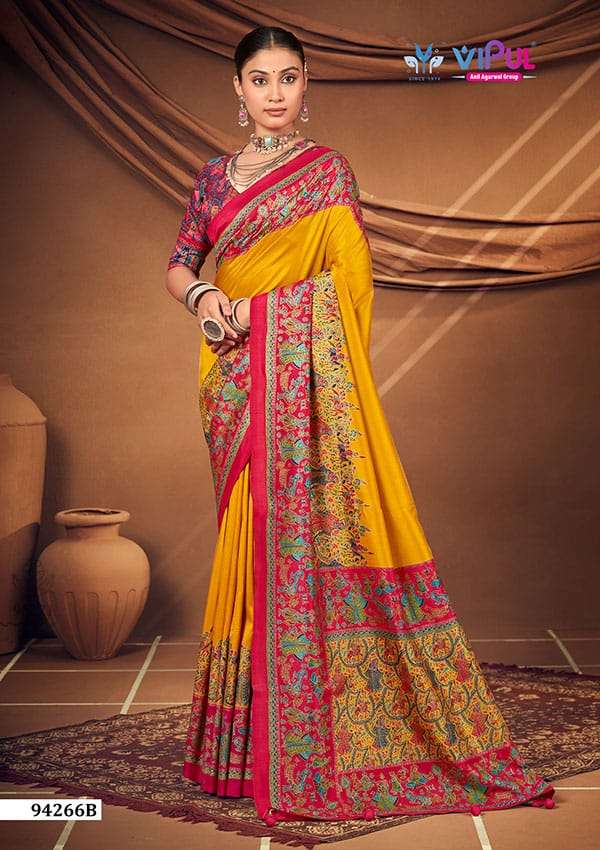 Vipul Fashion Ivory Silk 94266 Colors Party Wear Silk Saree Collection