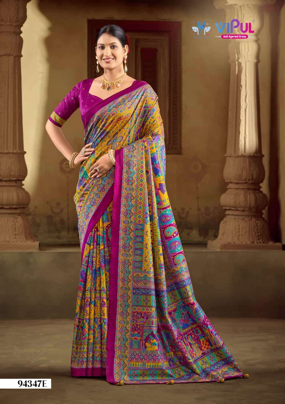 Vipul Fashion Ivory Silk 94347 Colors Silk Saree Collection
