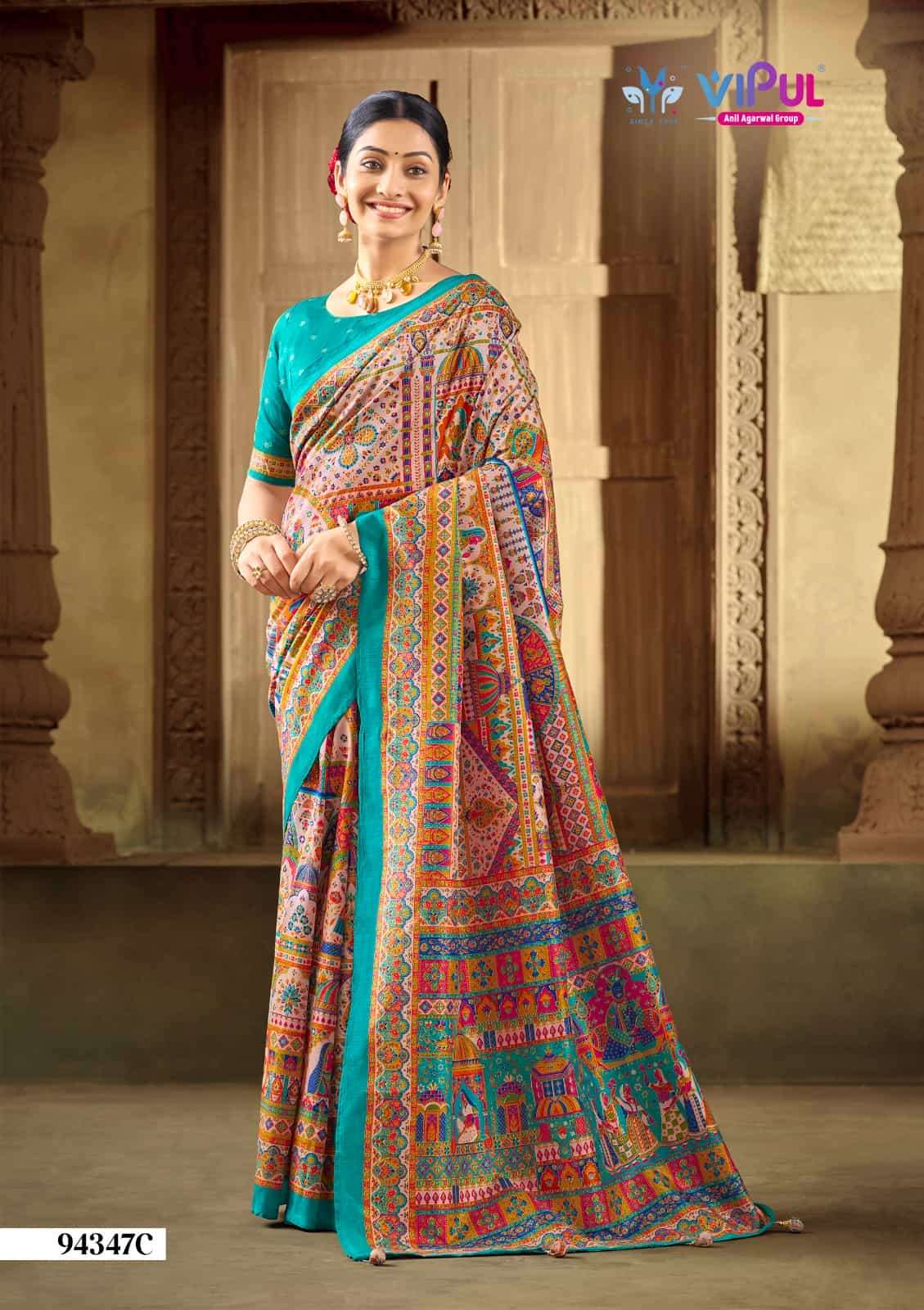 Vipul Fashion Ivory Silk 94347 Colors Silk Saree Collection