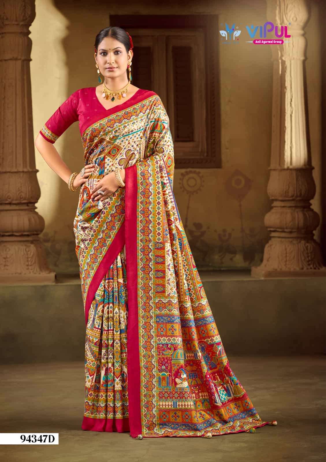 Vipul Fashion Ivory Silk 94347 Colors Silk Saree Collection