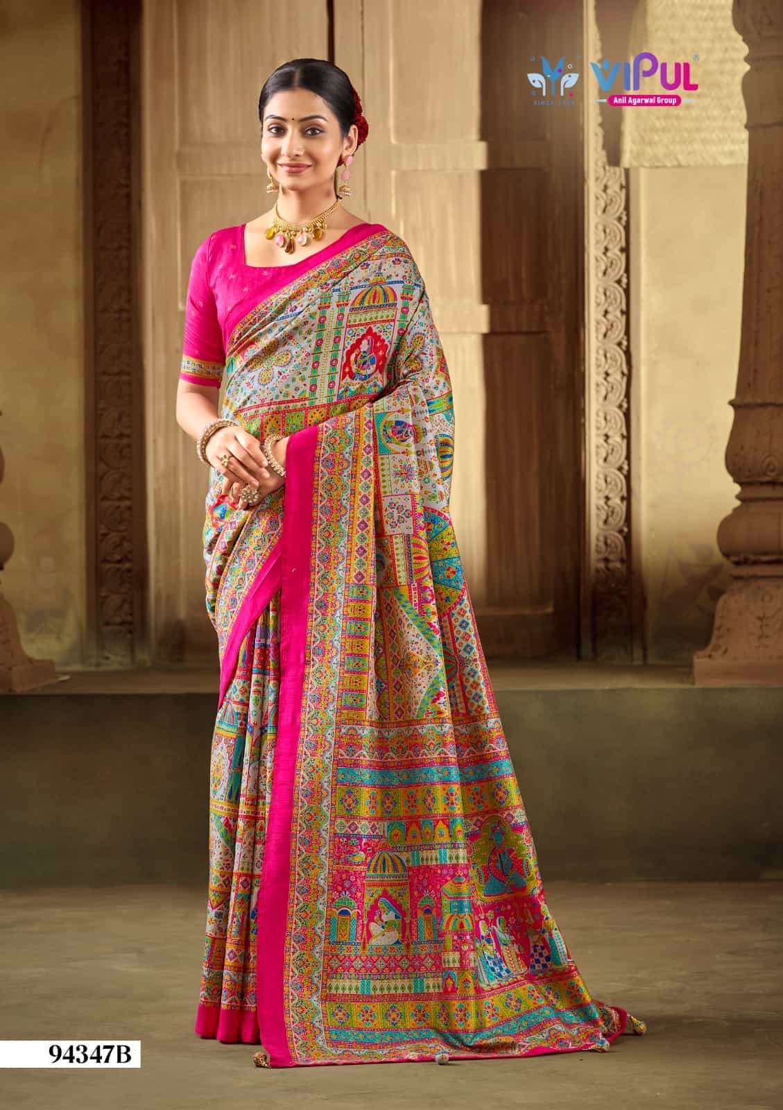 Vipul Fashion Ivory Silk 94347 Colors Silk Saree Collection