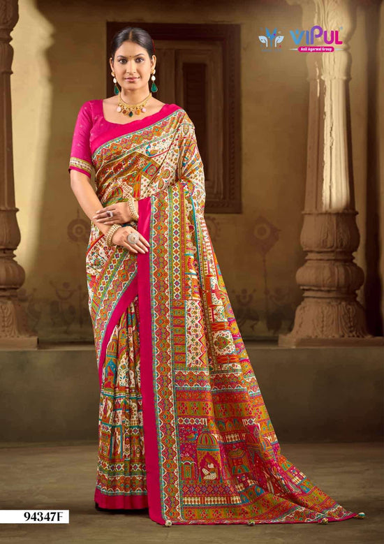 Vipul Fashion Ivory Silk 94347 Colors Silk Saree Collection