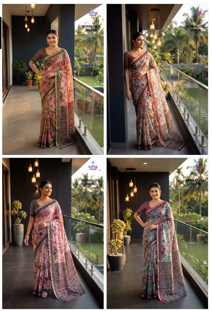 Vipul Monalisa 35620 A To D Saree Wholesale Catalogue - Amrah Wholesale