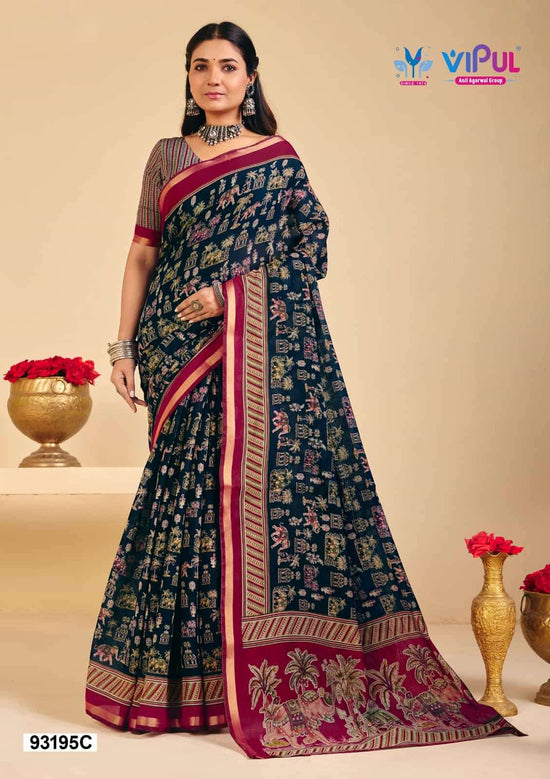 Vipul Monalisa 93195 Colors Mul Cotton Saree - Amrah Wholesale