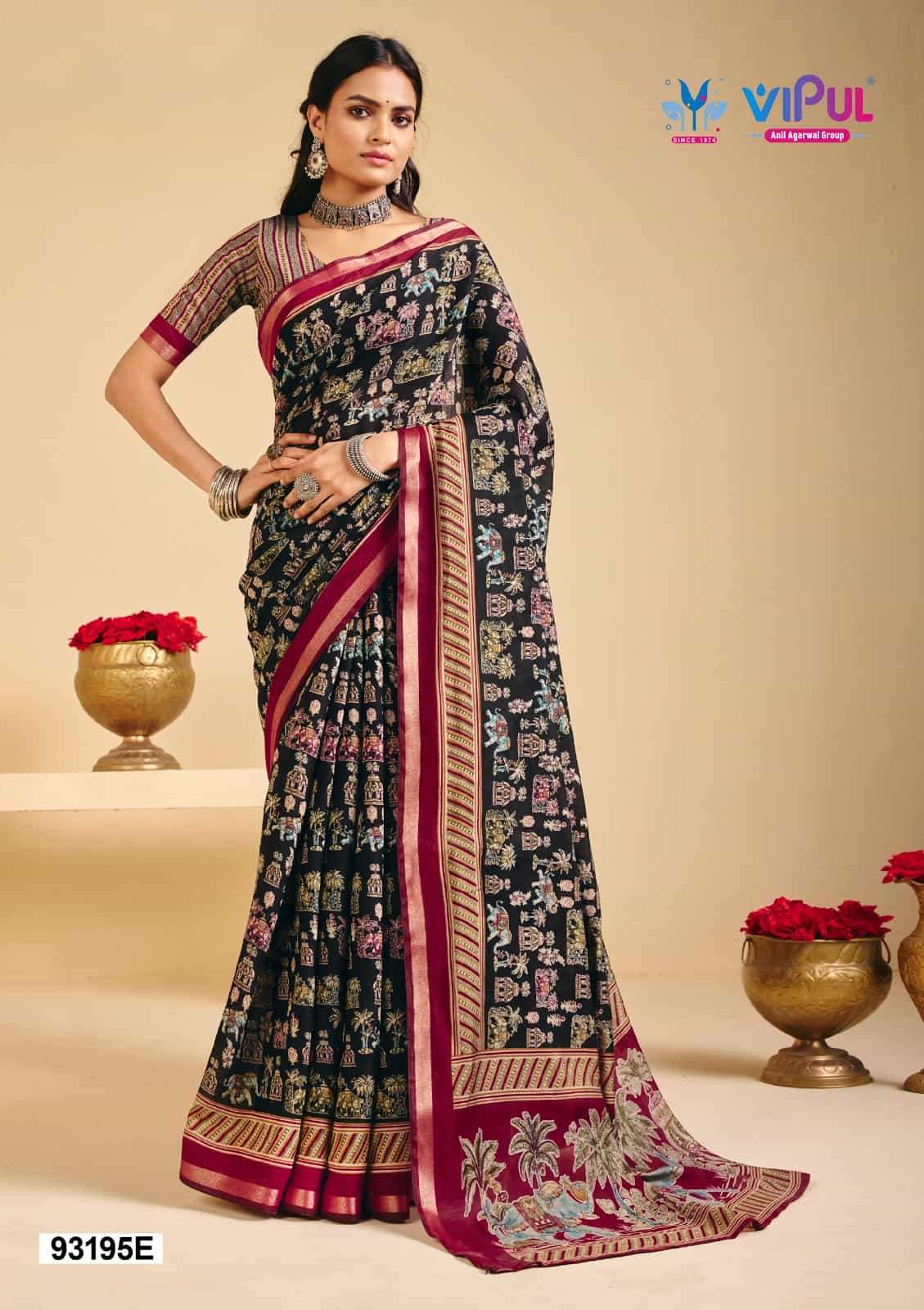 Vipul Monalisa 93195 Colors Mul Cotton Saree - Amrah Wholesale