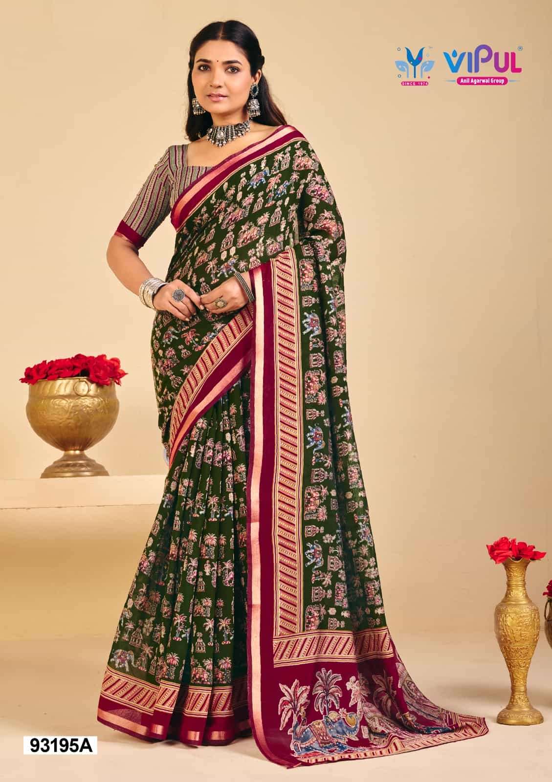 Vipul Monalisa 93195 Colors Mul Cotton Saree - Amrah Wholesale