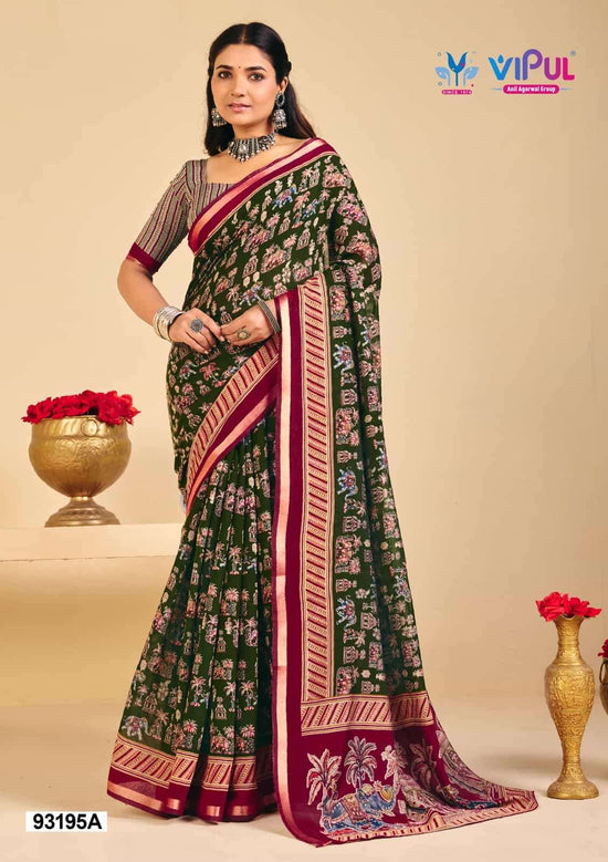 Vipul Monalisa 93195 Colors Mul Cotton Saree - Amrah Wholesale