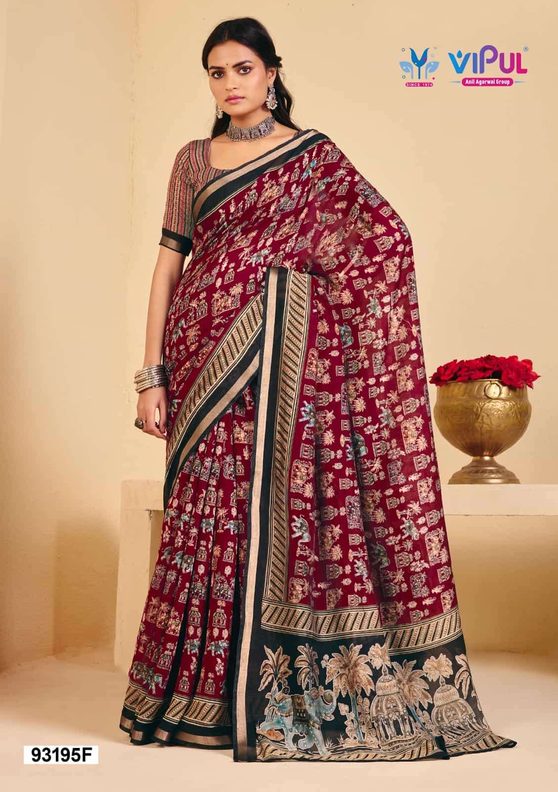 Vipul Monalisa 93195 Colors Mul Cotton Saree - Amrah Wholesale