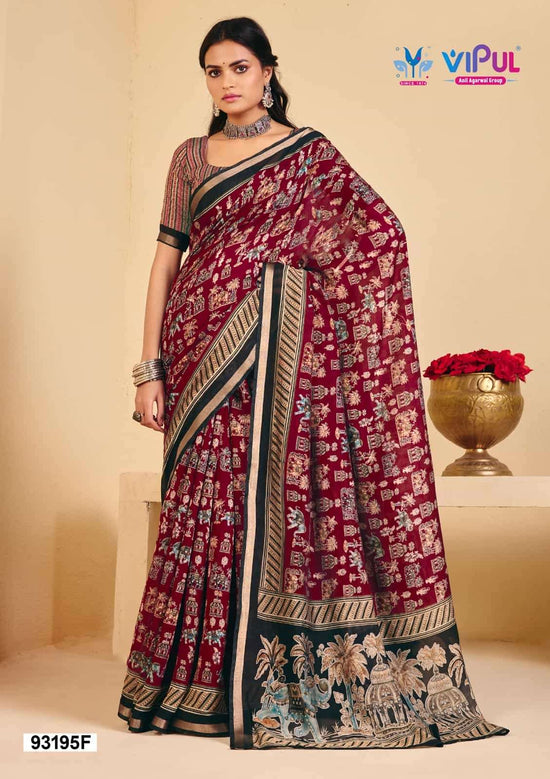 Vipul Monalisa 93195 Colors Mul Cotton Saree - Amrah Wholesale