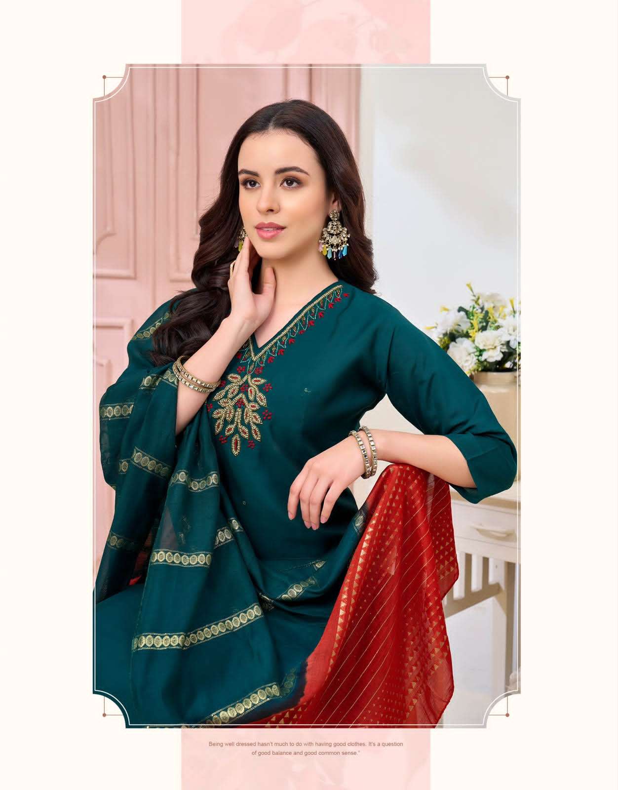 Vir Arvi Vol 3 Rangeela Fabric Kurti Pant Dupatta Set