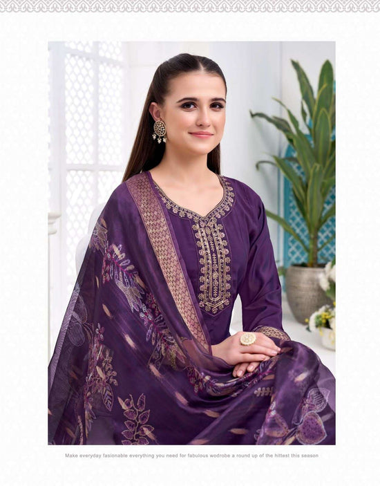 Vir Priyanka Vol 1 Roman Embroidered Kurti Pant Dupatta Set - Amrah Wholesale