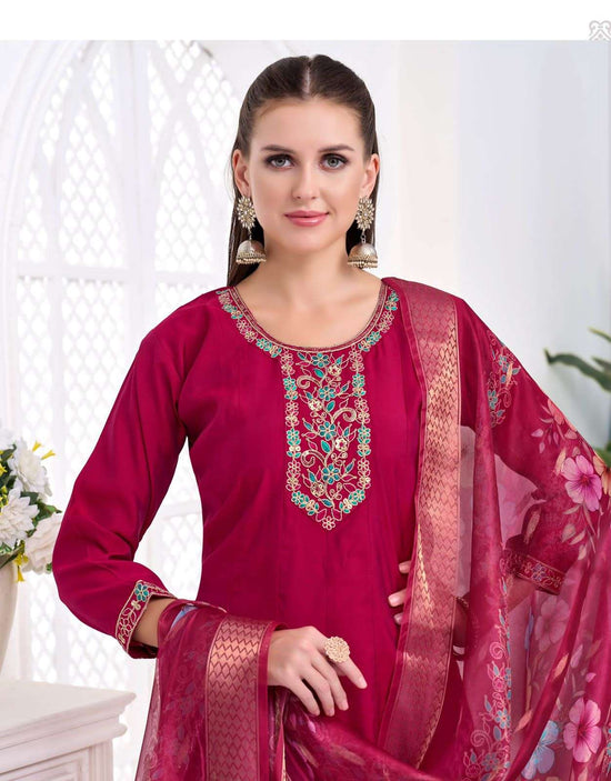 Vir Priyanka Vol 1 Roman Embroidered Kurti Pant Dupatta Set - Amrah Wholesale