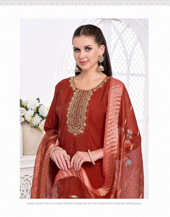 Vir Priyanka Vol 1 Roman Embroidered Kurti Pant Dupatta Set - Amrah Wholesale