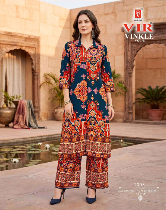 Vir Vinkle Vol 1 Rayon Foil Print Kurti Pant Set - Amrah Wholesale