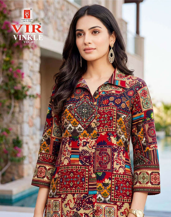 Vir Vinkle Vol 1 Rayon Foil Print Kurti Pant Set - Amrah Wholesale