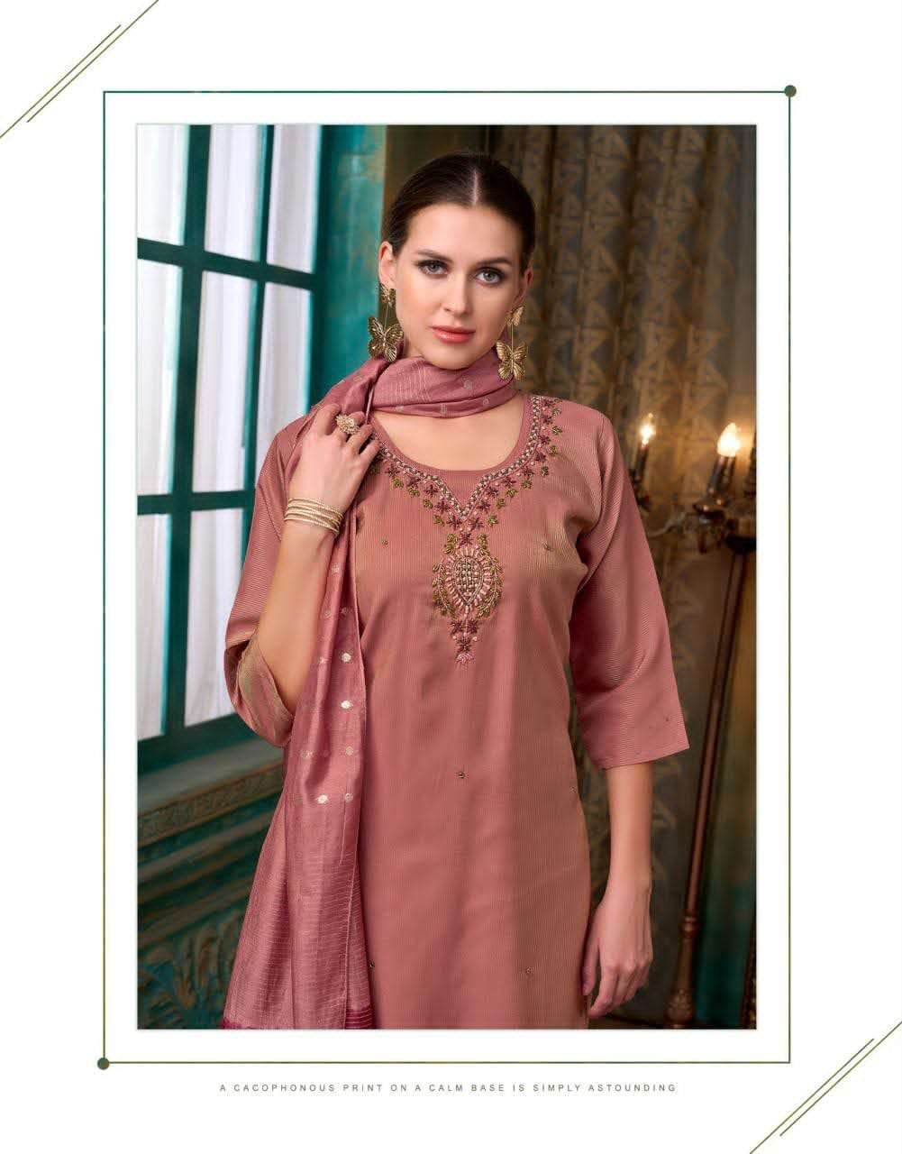 Vir Viyana Vol 1 Premium Simmer Dobby Kurti Pant Dupatta Set - Amrah Wholesale