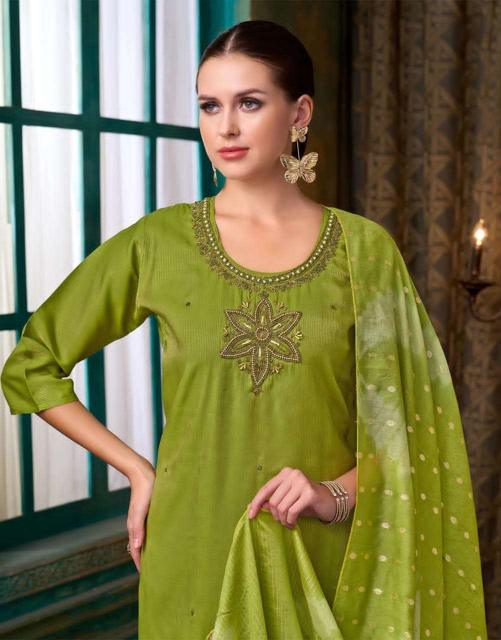 Vir Viyana Vol 1 Premium Simmer Dobby Kurti Pant Dupatta Set - Amrah Wholesale