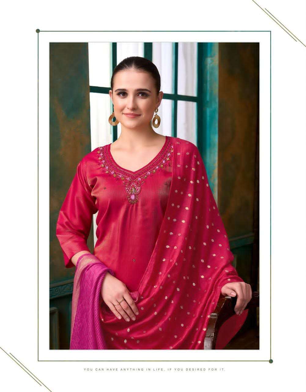Vir Viyana Vol 1 Premium Simmer Dobby Kurti Pant Dupatta Set - Amrah Wholesale