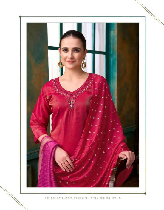 Vir Viyana Vol 1 Premium Simmer Dobby Kurti Pant Dupatta Set - Amrah Wholesale