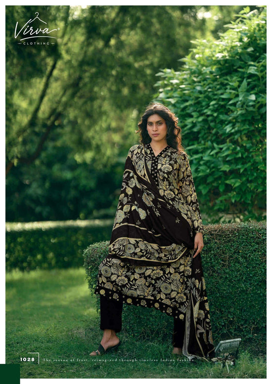 Virva Clothing Winter Blossom Viscose Pashmina Dress Material