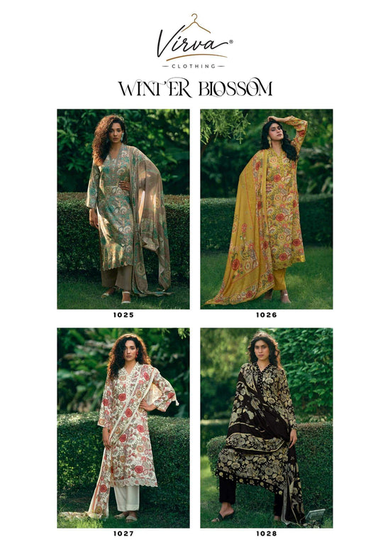 Virva Clothing Winter Blossom Viscose Pashmina Dress Material