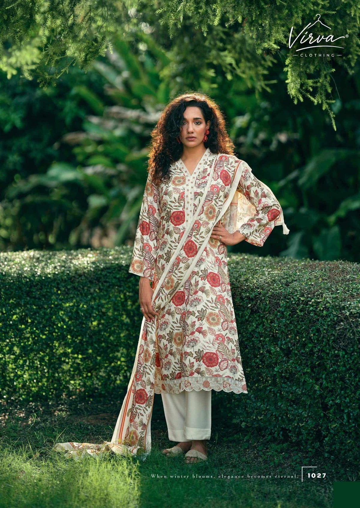 Virva Clothing Winter Blossom Viscose Pashmina Dress Material