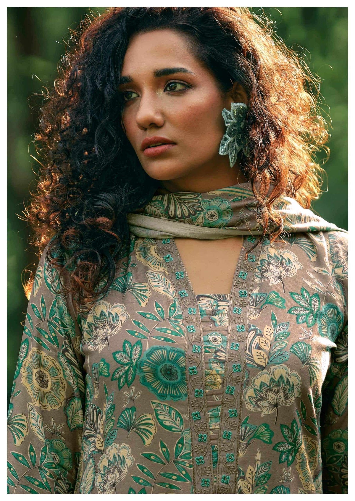 Virva Clothing Winter Blossom Viscose Pashmina Dress Material