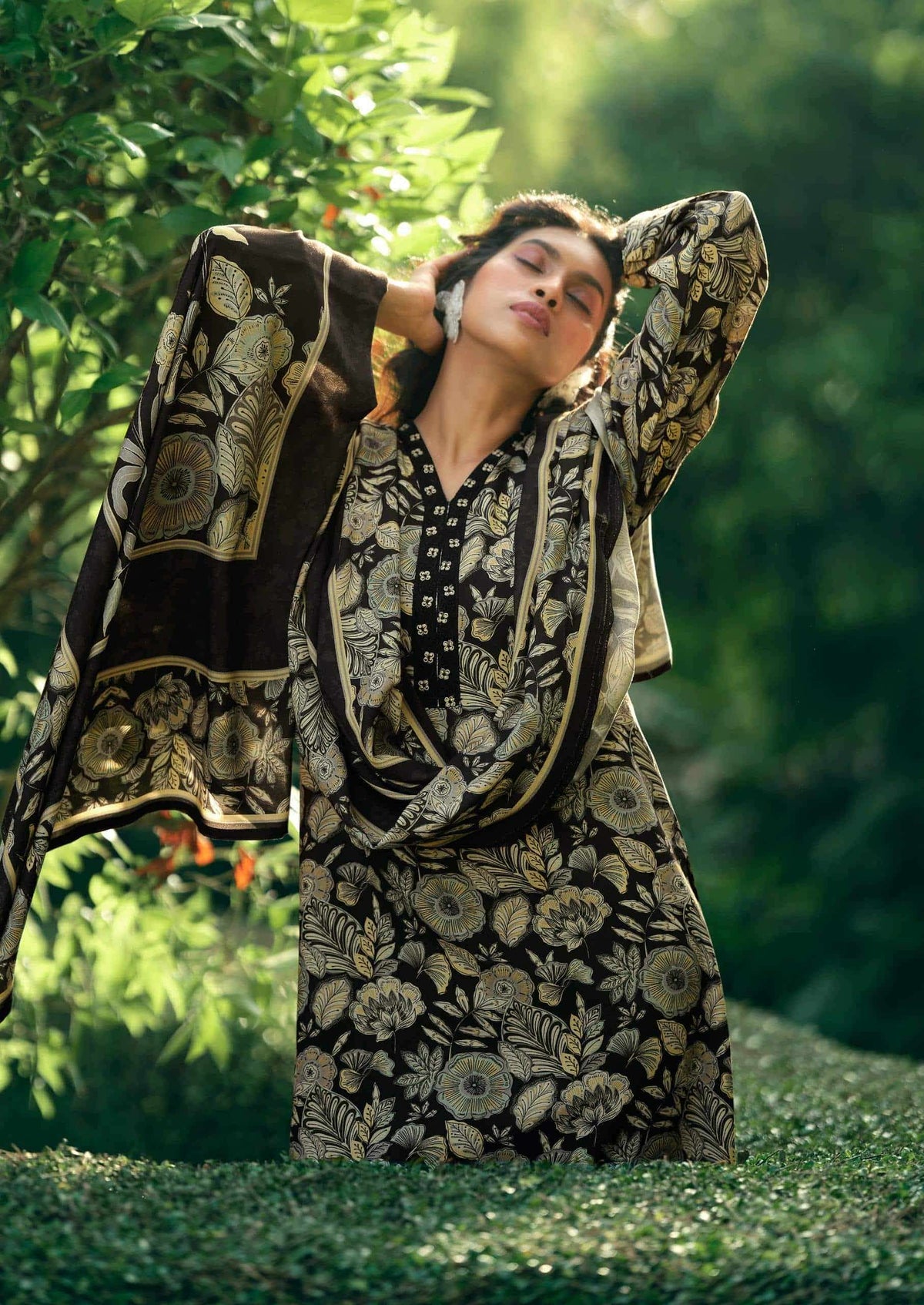 Virva Clothing Winter Blossom Viscose Pashmina Dress Material