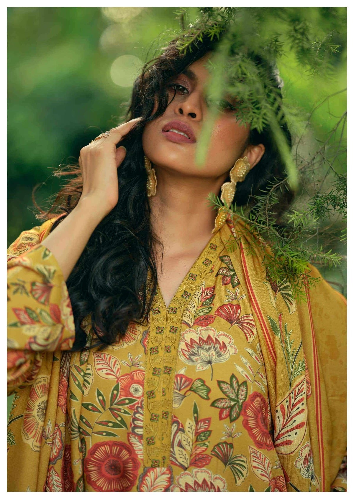 Virva Clothing Winter Blossom Viscose Pashmina Dress Material