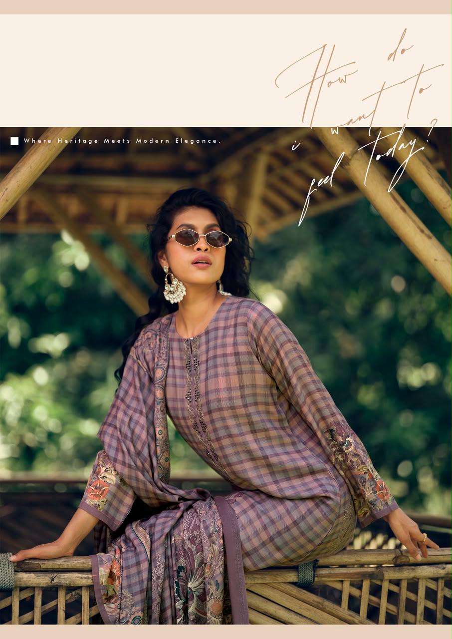 Virva Silent Muse Viscose Pashmina Digital Printed Dress Material