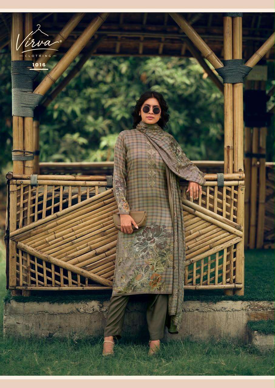 Virva Silent Muse Viscose Pashmina Digital Printed Dress Material