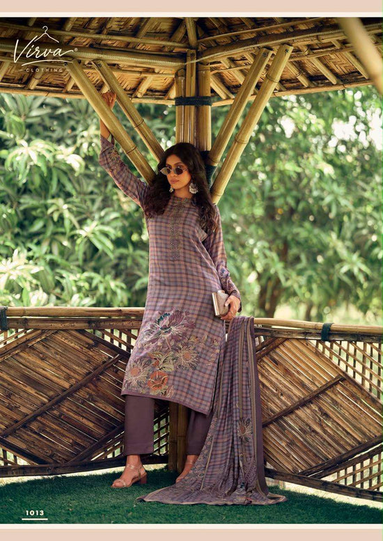 Virva Silent Muse Viscose Pashmina Digital Printed Dress Material