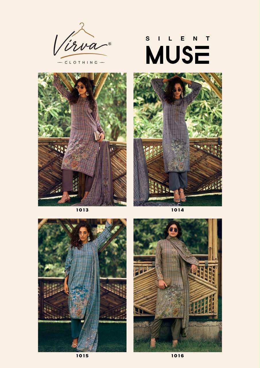 Virva Silent Muse Viscose Pashmina Digital Printed Dress Material