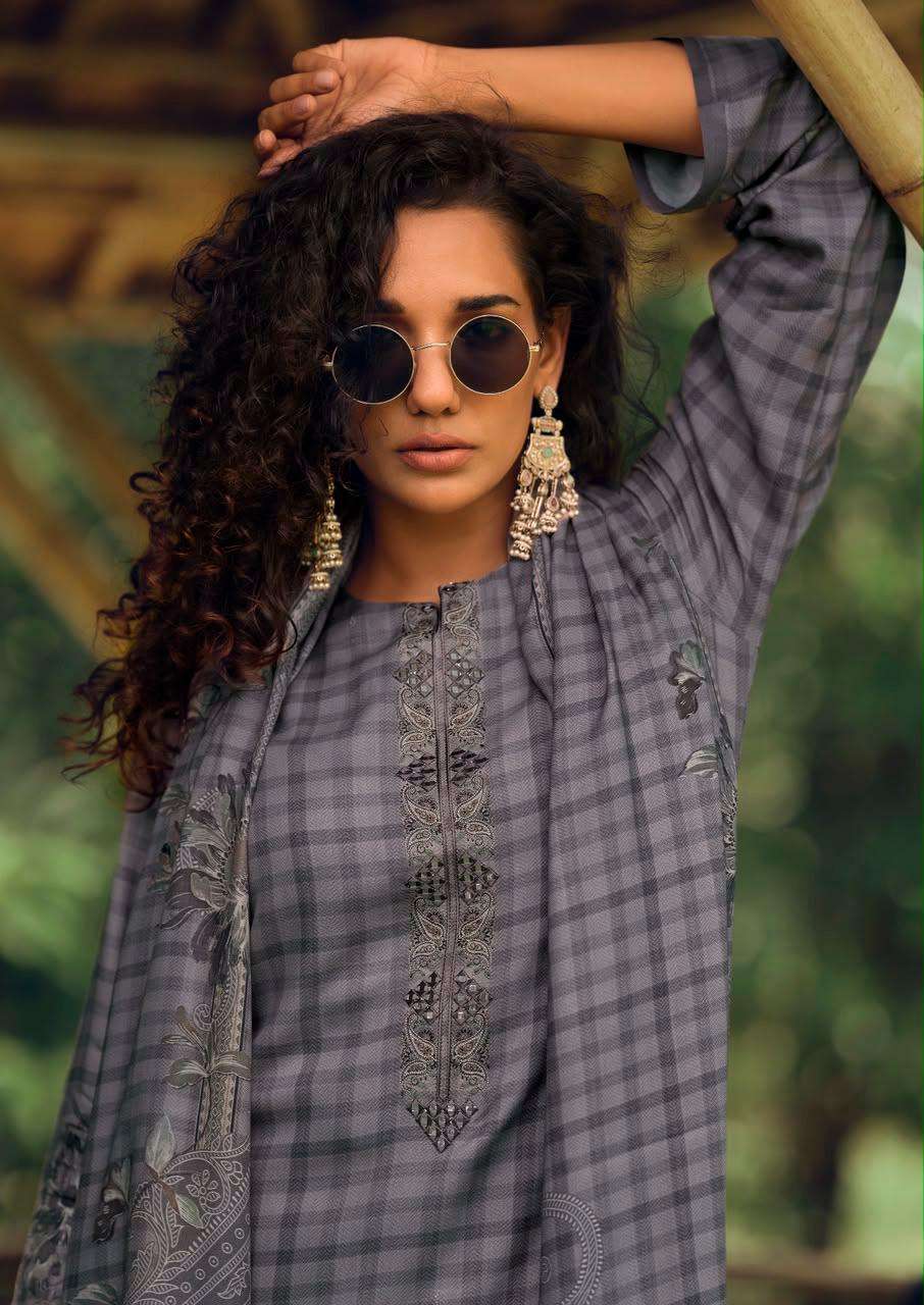 Virva Silent Muse Viscose Pashmina Digital Printed Dress Material
