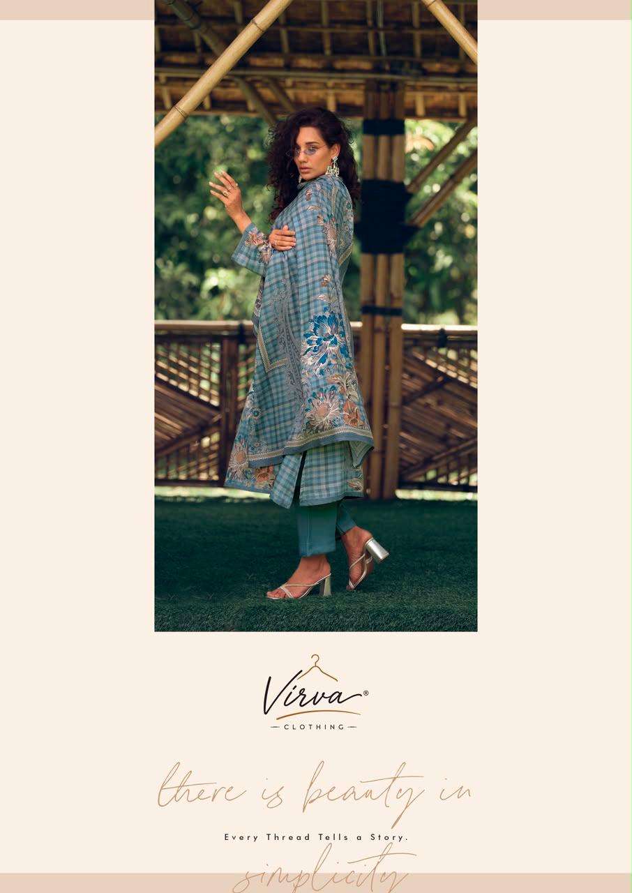 Virva Silent Muse Viscose Pashmina Digital Printed Dress Material