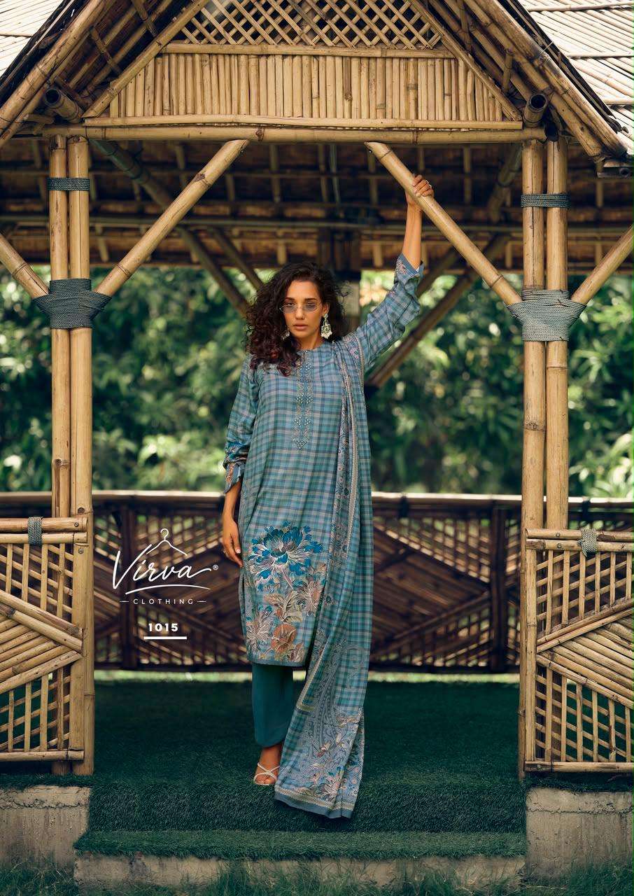 Virva Silent Muse Viscose Pashmina Digital Printed Dress Material