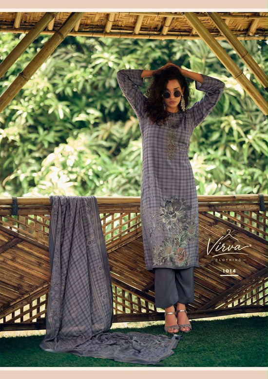 Virva Silent Muse Viscose Pashmina Digital Printed Dress Material