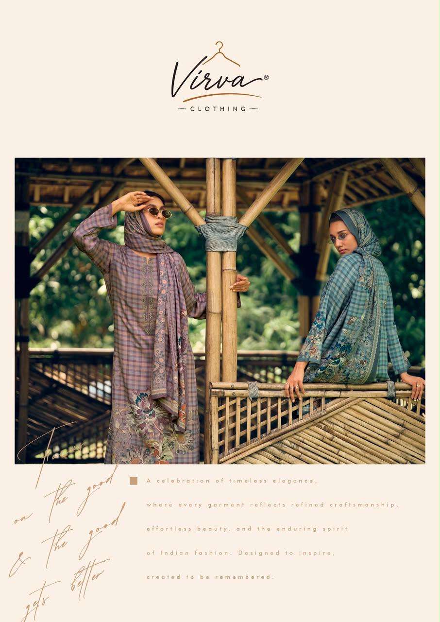 Virva Silent Muse Viscose Pashmina Digital Printed Dress Material
