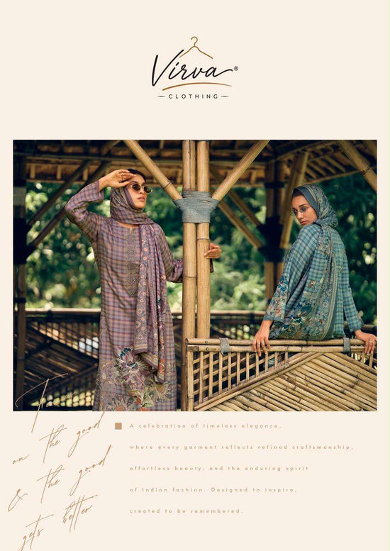 Virva Silent Muse Viscose Pashmina Digital Printed Dress Material