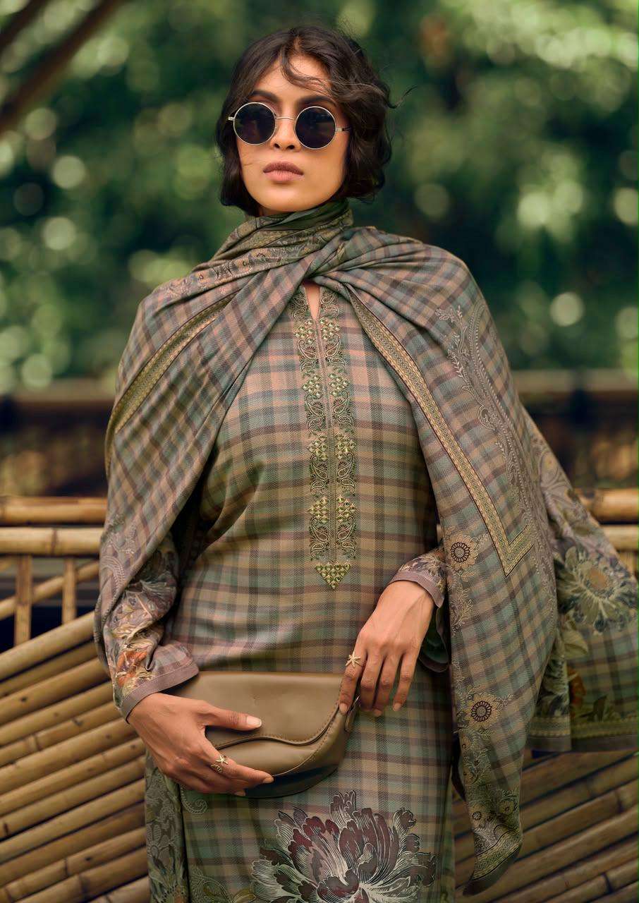 Virva Silent Muse Viscose Pashmina Digital Printed Dress Material
