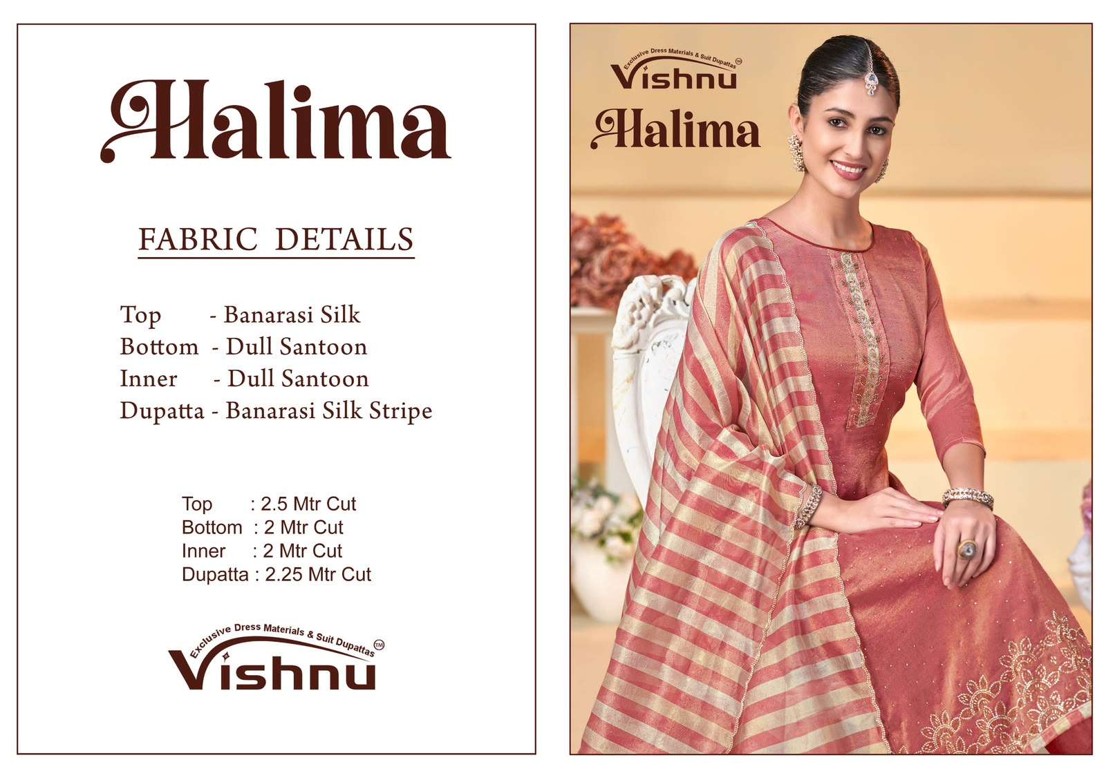 Vishnu Halima Banarasi Silk Embroidery Punjabi Suit
