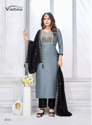 Vishnu Jamaina Vichitra Silk Embroidered Dress Material