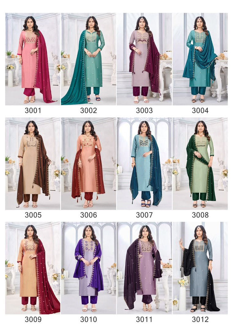Vishnu Jamaina Vichitra Silk Embroidered Dress Material